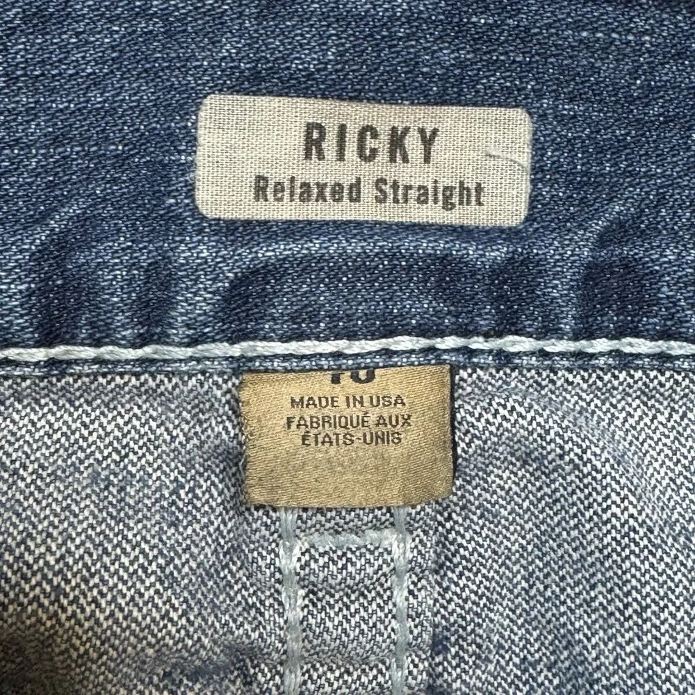 True Religion Ricky Relaxed Straight Jeans 40x34 Distressed Made in USA